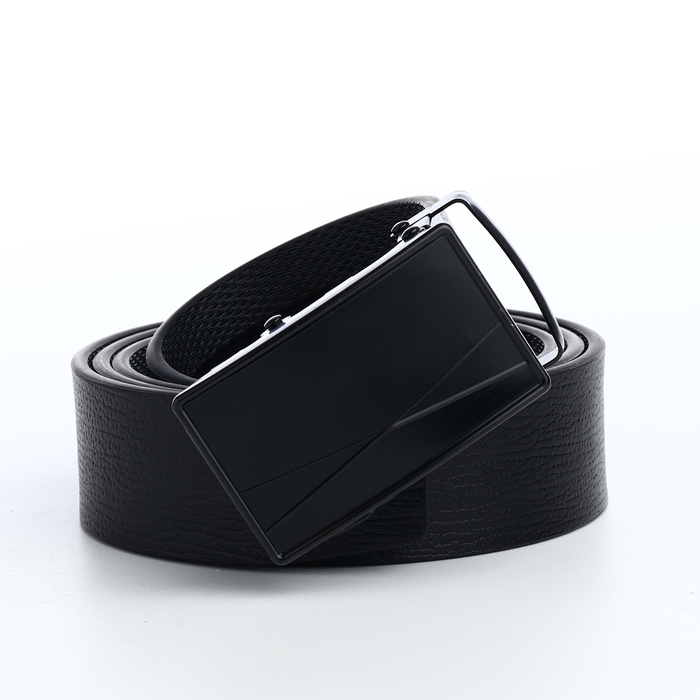 Ремень мужской, ширина 3.5 см, пряжка автомат, чёрный - Фото 1