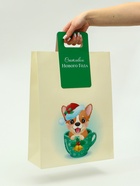 Пакет подарочный новогодний с вырубной ручкой «Корги» 30?40?12 см (комплект 12 шт) - фото 53865894