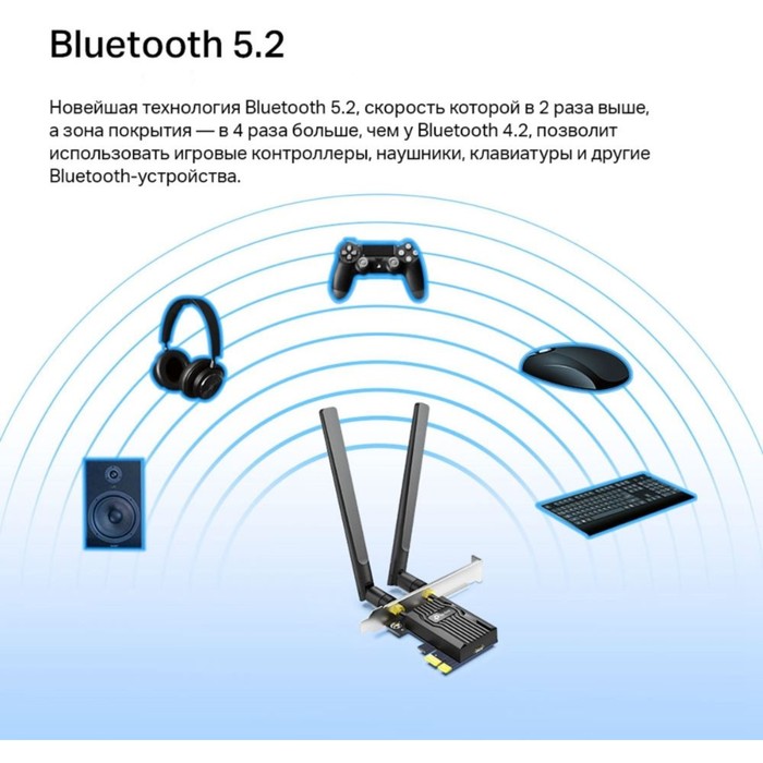 Сетевой адаптер Wi-Fi + Bluetooth TP-Link Archer TX55E AX3000 PCI Express (ант.внеш.съем) 2   106862 - фото 51655400