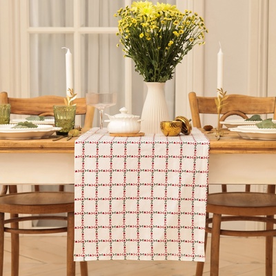 Дорожка на стол Этель Flower Cage 40×149 см, 100% хлопок, рогожка 186 г/м², белая