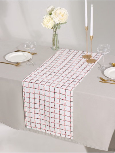 Дорожка на стол «Этель» Flower Cage 40×149 см, 100% хлопок, рогожка 186 г/м², белая