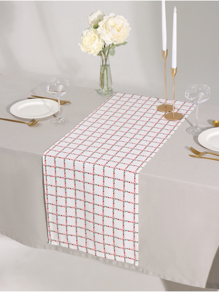 Дорожка на стол «Этель» Flower Cage 40×149 см, 100% хлопок, рогожка 186 г/м², белая - Фото 1