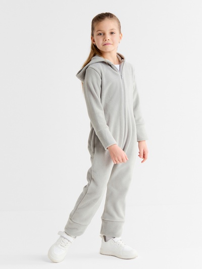 Комбинезон флисовый детский MINAKU: Fleece Soft, серый, рост 128 см