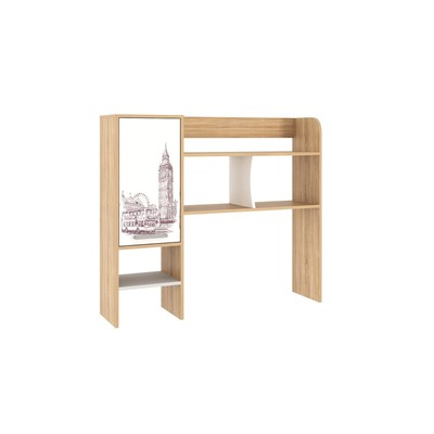 Надстройка компьютерного стола «Лайт - 1», 1200×400×1050 мм, цвет дуб сонома/белый