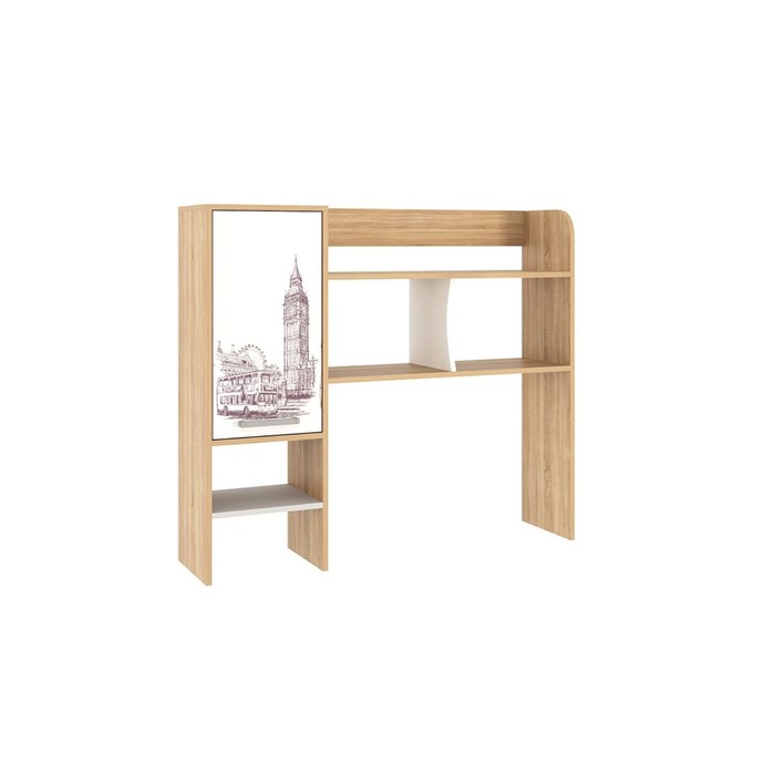 Надстройка компьютерного стола «Лайт - 1», 1200×400×1050 мм, цвет дуб сонома/белый - Фото 1