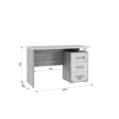 Стол компьютерный Лайт-2, 1200 х 600 х 750, дуб сонома/белый