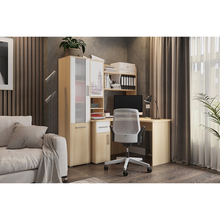 Стол компьютерный «Лайт К1», 1600×1200×1800 мм, цвет дуб сонома/белый - Фото 1