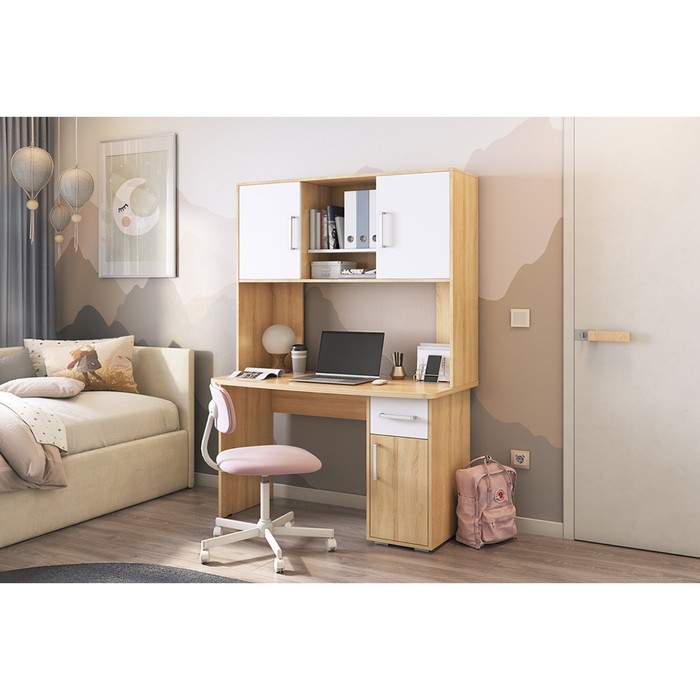 Стол компьютерный «Лайт К2», 1200×600×1800 мм, цвет дуб сонома/белый - Фото 1