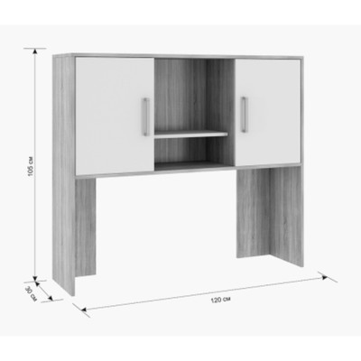 Стол компьютерный Лайт К3, 1600 х 600 х 1800, дуб сонома/белый
