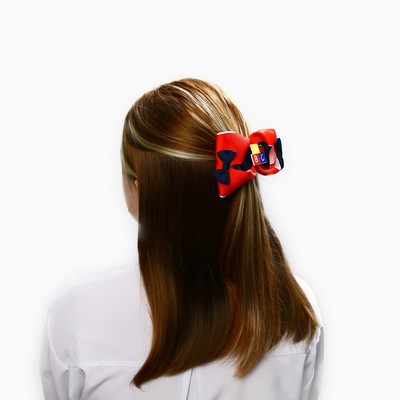 Бант для волос на заколке школьный, 11.5 см, Кошечка Мари