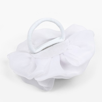 Бант для волос на резинке школьный, 13 см, белый, Кошечка Мари