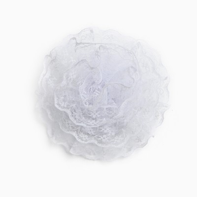 Бант для волос на резинке школьный, белый, 10.5 см, Кошечка Мари