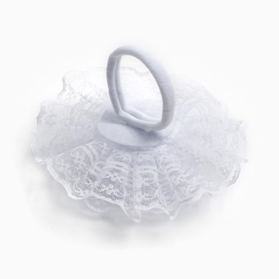 Бант для волос на резинке школьный, белый, 10.5 см, Кошечка Мари