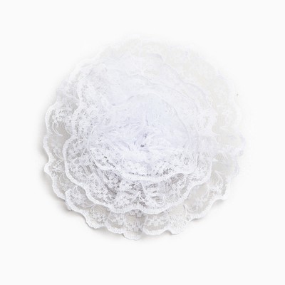 Бант для волос на резинке школьный, белый, 10.5 см, Кошечка Мари