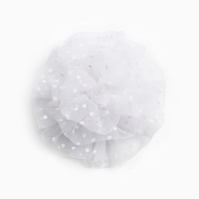 Бант для волос на резинке школьный, белый, 10 см, Кошечка Мари