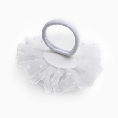 Бант для волос на резинке школьный, белый, 10 см, Кошечка Мари