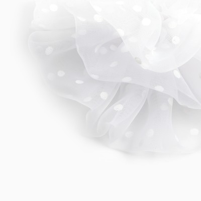 Бант для волос на резинке школьный, белый, 10 см, Кошечка Мари