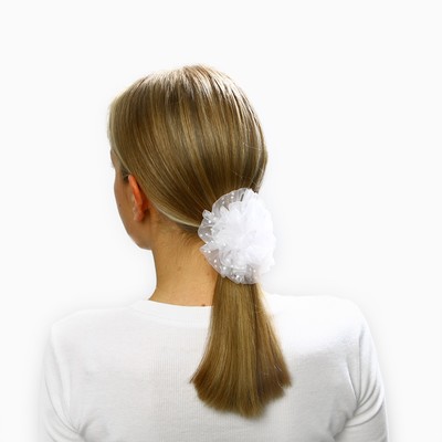 Бант для волос на резинке школьный, белый, 10 см, Кошечка Мари