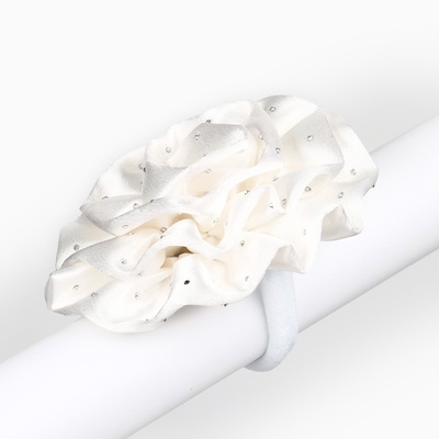 Бант для волос на резинке школьный, белый, 11 см, Принцессы