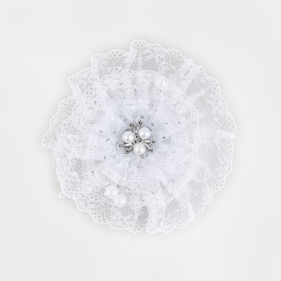 Бант для волос на резинке школьный, белый, 10.5 см, Принцессы