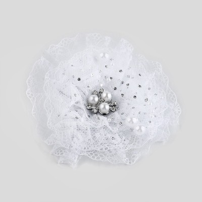 Бант для волос на резинке школьный, белый, 10.5 см, Принцессы