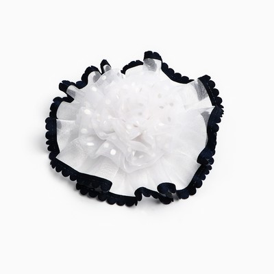 Бант для волос на резинке школьный, белый, 11 см, Принцессы