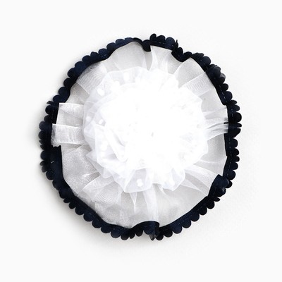 Бант для волос на резинке школьный, белый, 11 см, Принцессы