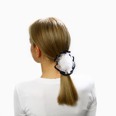 Бант для волос на резинке школьный, белый, 11 см, Принцессы