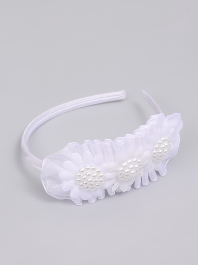 Ободок для волос «Цветы», белый, 10 см, Принцессы