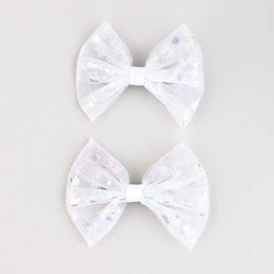 Заколка для волос белый бант, набор, 2 шт., 7.5 см, Минни Маус