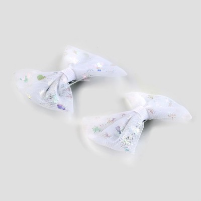 Заколка для волос белый бант, набор, 2 шт., 7.5 см, Минни Маус