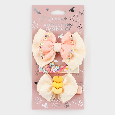 Заколки для волос 3 шт., бант, Принцессы