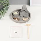 Японский сад камней настольный «Дзен. Хотей: ничего не говорю», со свечой, набор аксессуаров, d=16.5 см - Фото 5