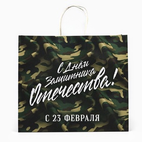 Пакет подарочный крафт «23 февраля», 32 х 28 х 15 см