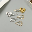 Заколки для волос «Беатрис», набор 5 шт., сердце, 3.5 и 6 см, серебро золото - Фото 2