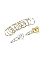 Набор для волос Выбражулька «Беатрис», 10 резинок 3 см, 2 заколки 5.5 см, сердце, серебро золото - Фото 6