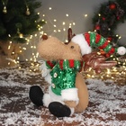 Игрушка мягкая «Олень в полосатом колпаке» сидит, 44×19 см - Фото 4