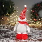 Игрушка мягкая «Снеговик в блестящем костюме» 36×17 см, красно-белый - Фото 3