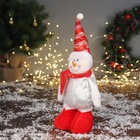 Игрушка мягкая «Снеговик в блестящем костюме» 36×17 см, красно-белый - Фото 4