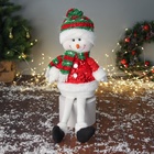 Игрушка мягкая «Снеговик в полосатом колпаке с длинными ножками» 48×23 см - Фото 1