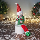 Игрушка мягкая «Снеговик в сияющем костюме с длинными ножками» 42×19 см, красно-зелёный - Фото 2