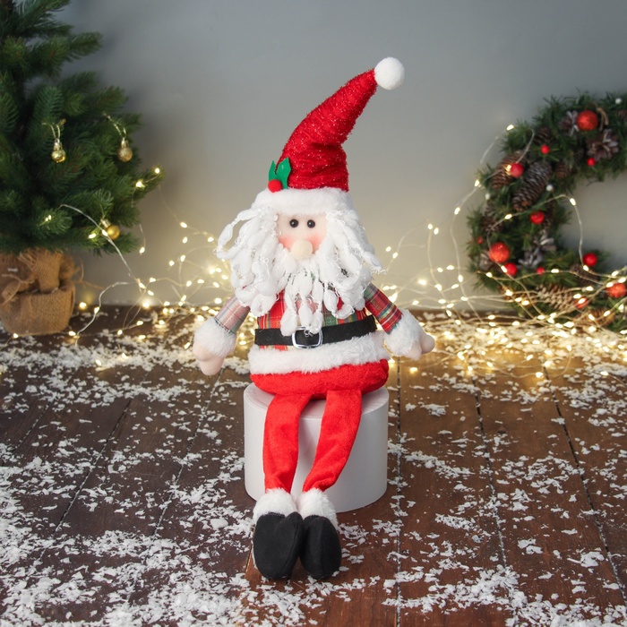 Игрушка мягкая «Дед Мороз с ремешком, длинные ножки» 58×20 см, красный - Фото 1