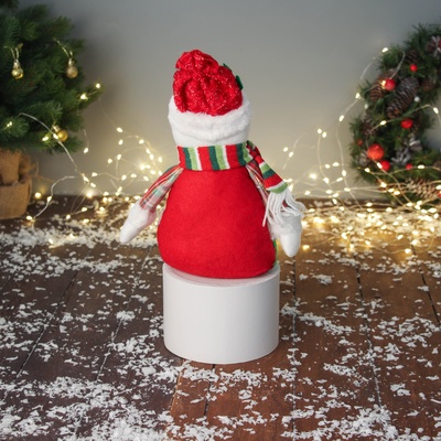 Игрушка мягкая «Снеговик с пуговками, длинные ножки» 44×20 см, красно-зелёный