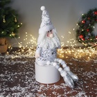 Игрушка мягкая «Дед Мороз в костюмчике с пайетками» 49×17 см, серебристо-белый - Фото 2