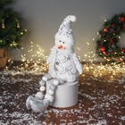 Игрушка мягкая «Снеговик в костюмчике с пайетками» 44×19 см, серебристо-белый - Фото 4