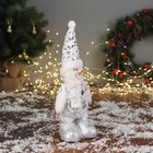 Игрушка мягкая «Снеговик в блестящем колпаке» 38×19 см, серебристо-белый - Фото 2