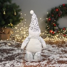 Игрушка мягкая «Снеговик в блестящем колпаке» 38×19 см, серебристо-белый - Фото 3