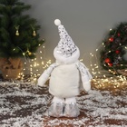 Мягкая игрушка «Снеговик блеск» (59×21 см выдвинутые ножки) 40×21 см, серебристо-белый - Фото 3