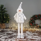 Мягкая игрушка «Снеговик блеск» (59×21 см выдвинутые ножки) 40×21 см, серебристо-белый - Фото 5