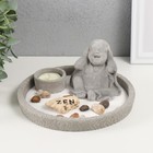 Японский сад камней настольный «Дзен. Хотей ничего не слышу», со свечой, набор аксессуаров, d=16.5 см - Фото 6